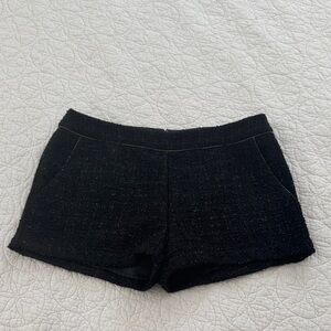Monteau Black Sparkly Tweed Shorts with Gold Trim.